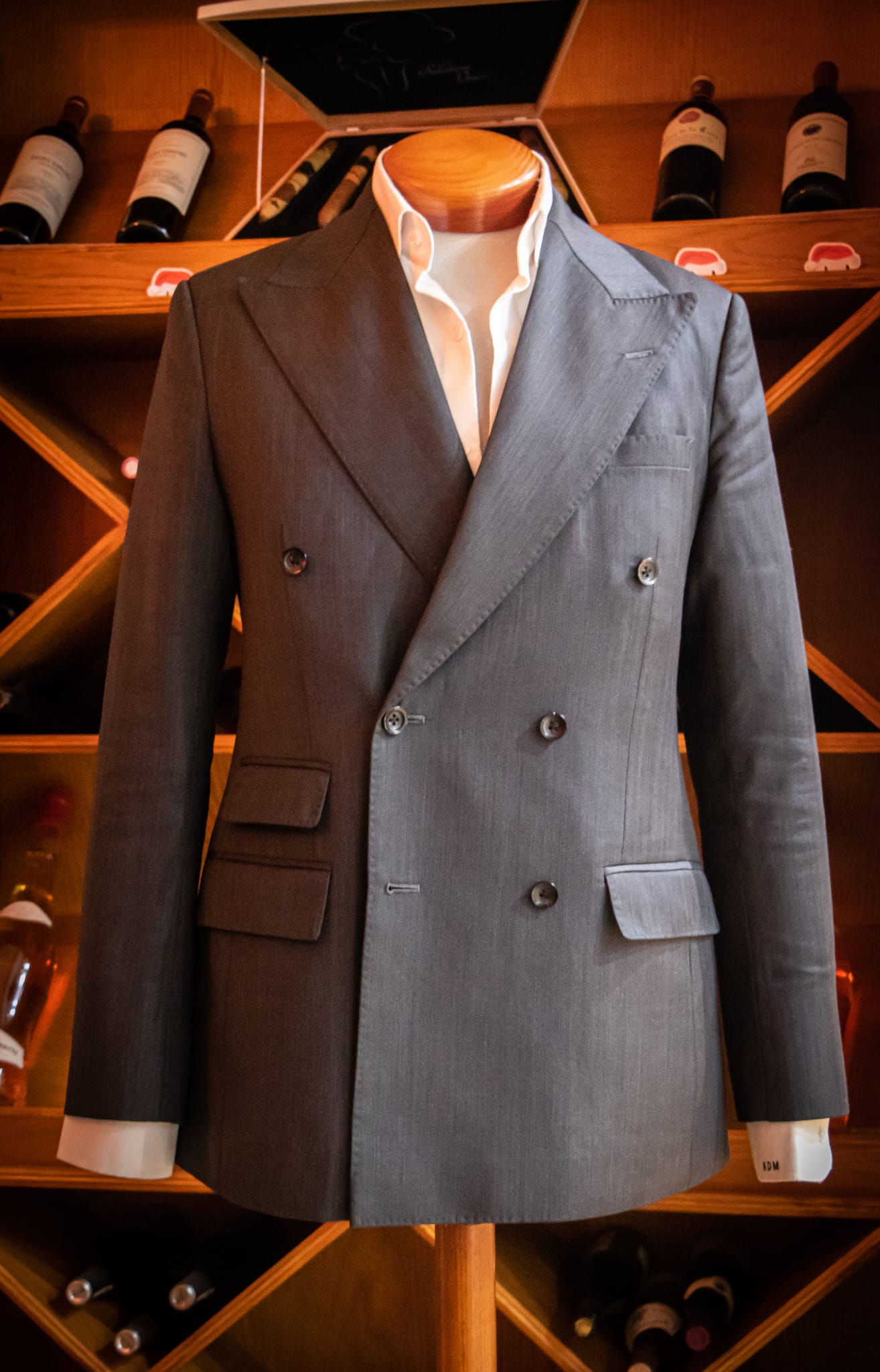 Grey double-breasted made-to-measure jacket